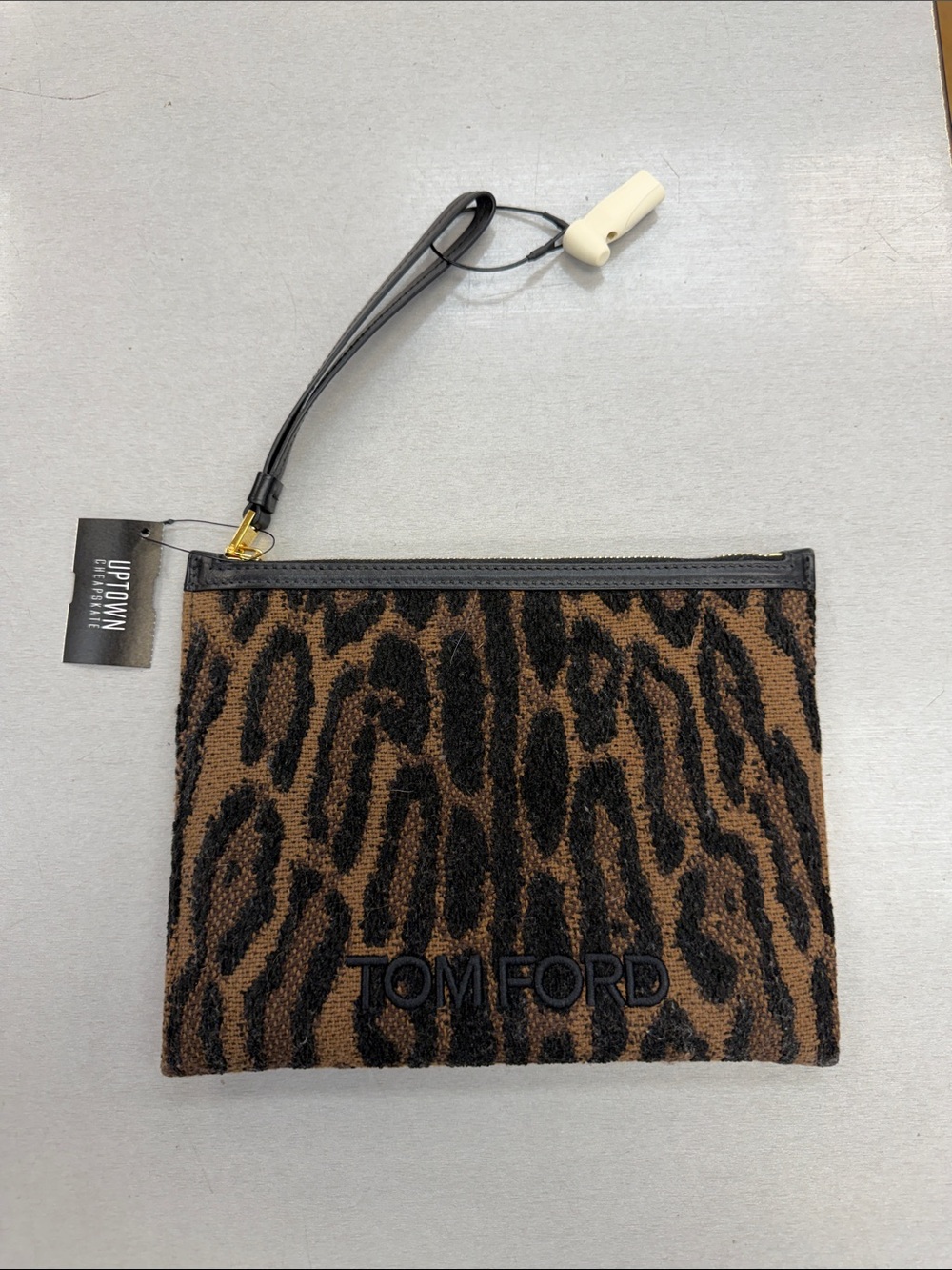 Tom Ford Leopard-Print Wristlet Pouch - Brown & Black